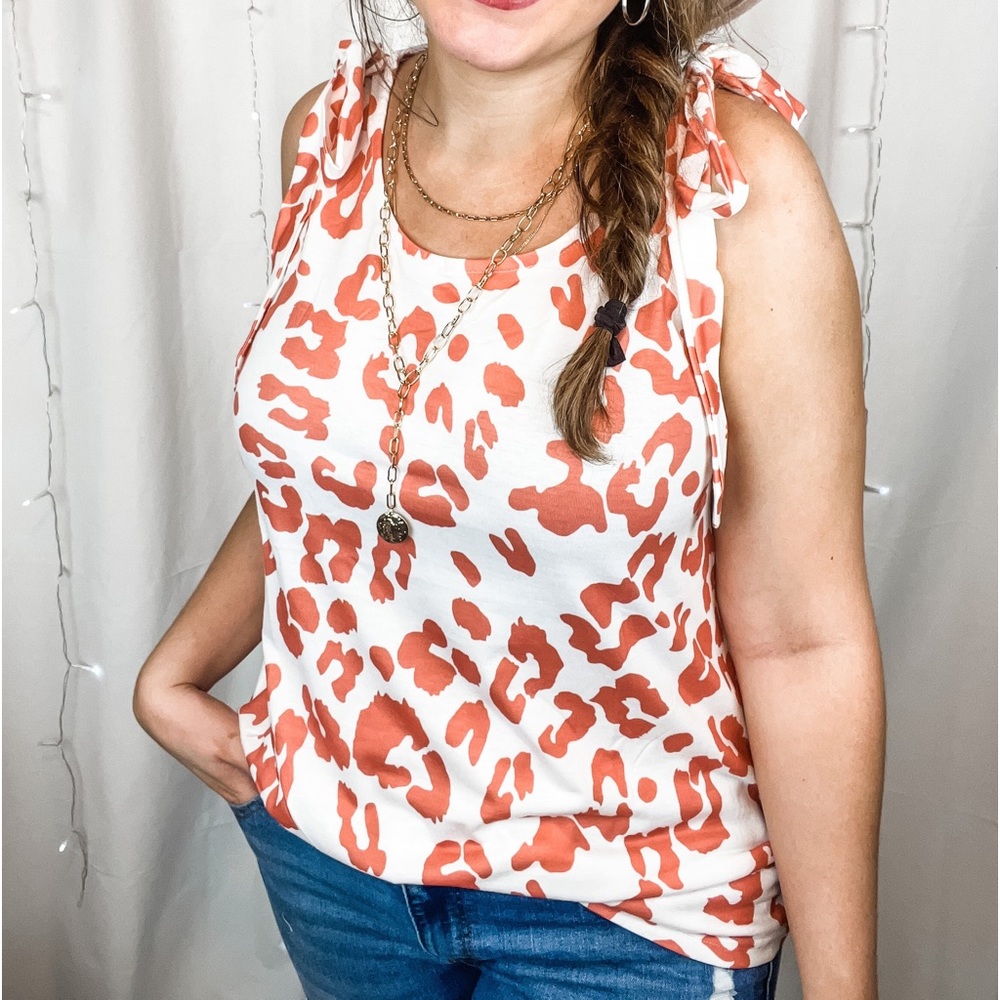 Orange/White Leopard Tanktop